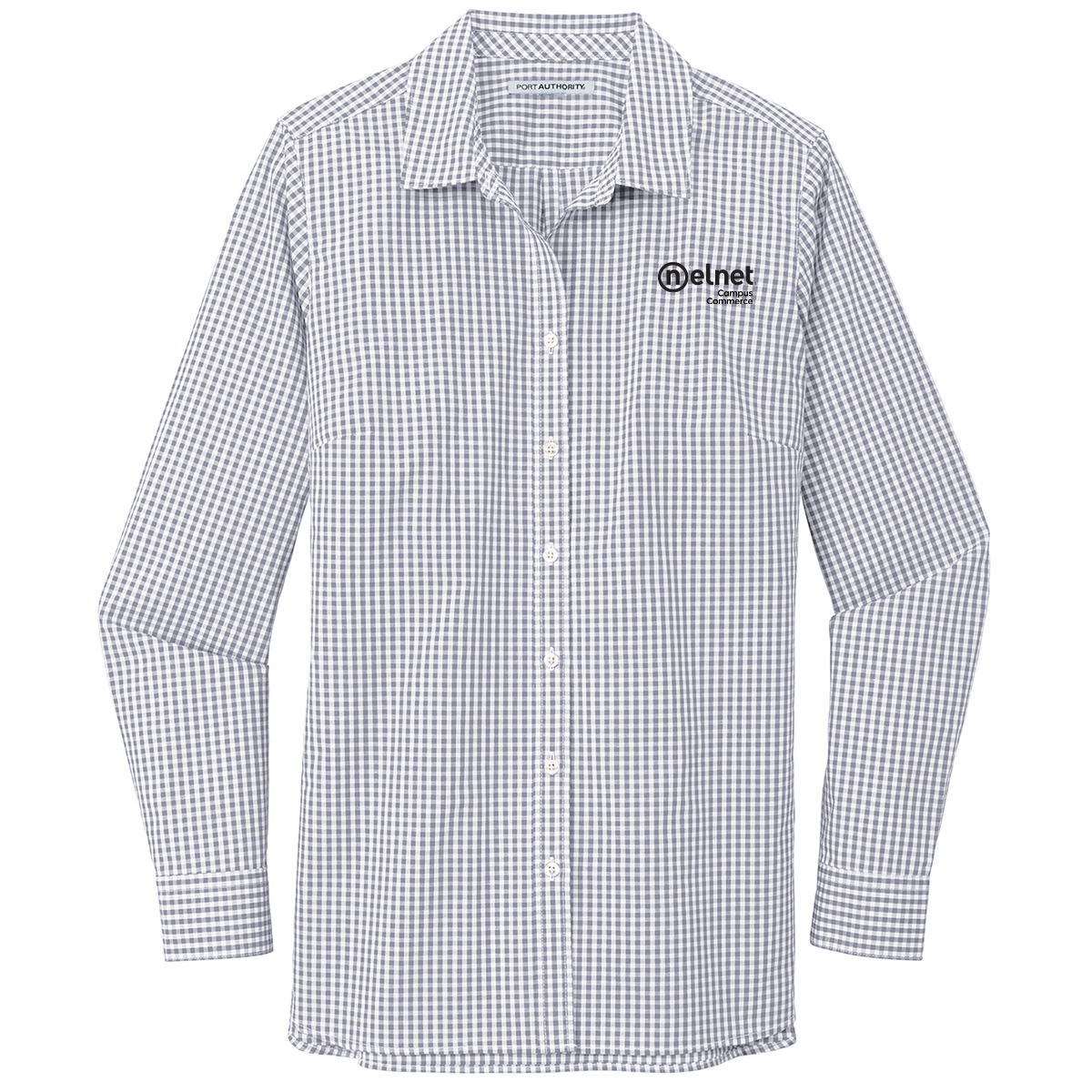 Port Authority Ladies' Broadcloth Gingham Easy Care Shirt - Gusty Gray/White